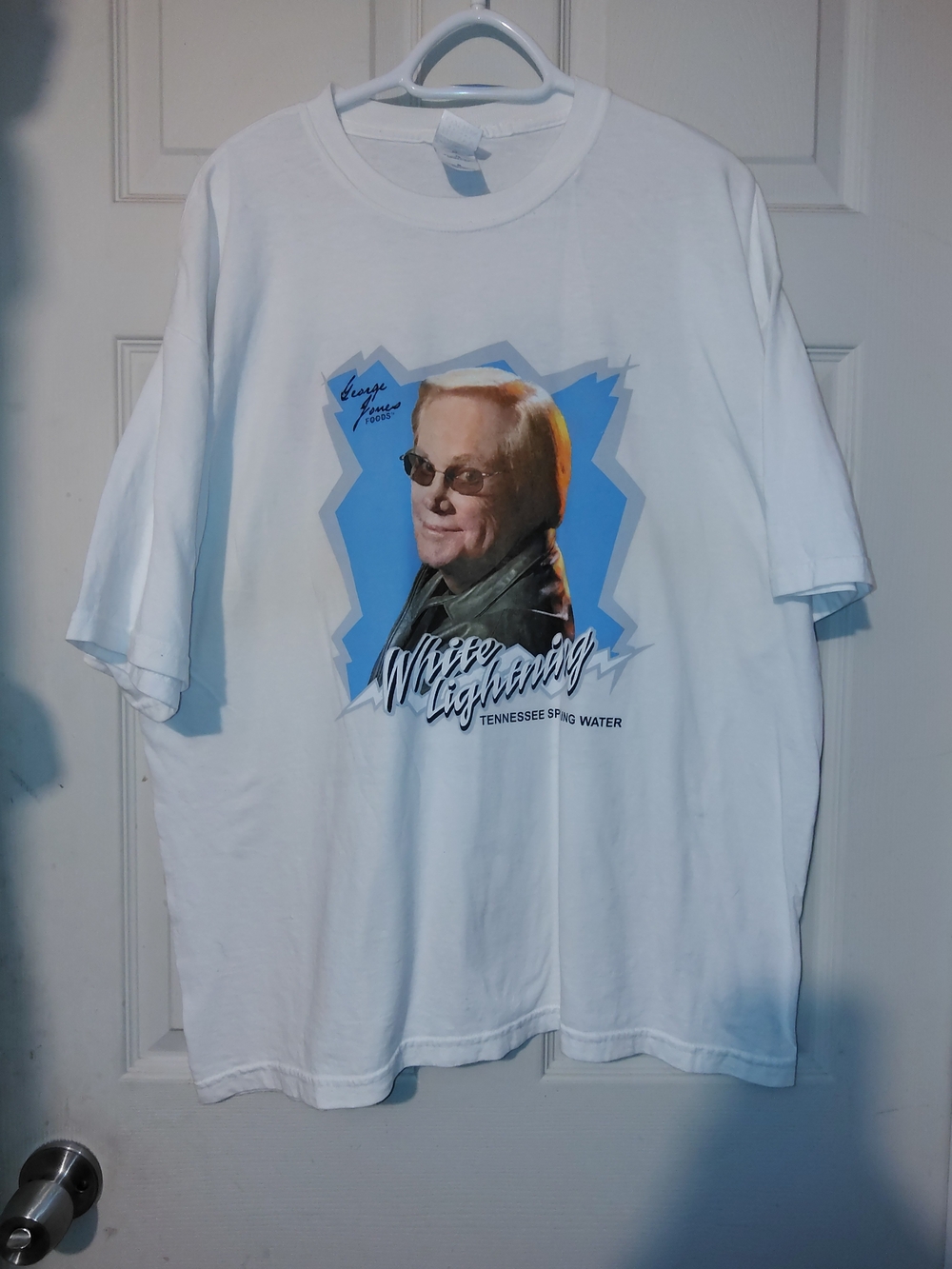 Gildan White Short-Sleeve "White Lightning" Graphic Tee with Blue Accent